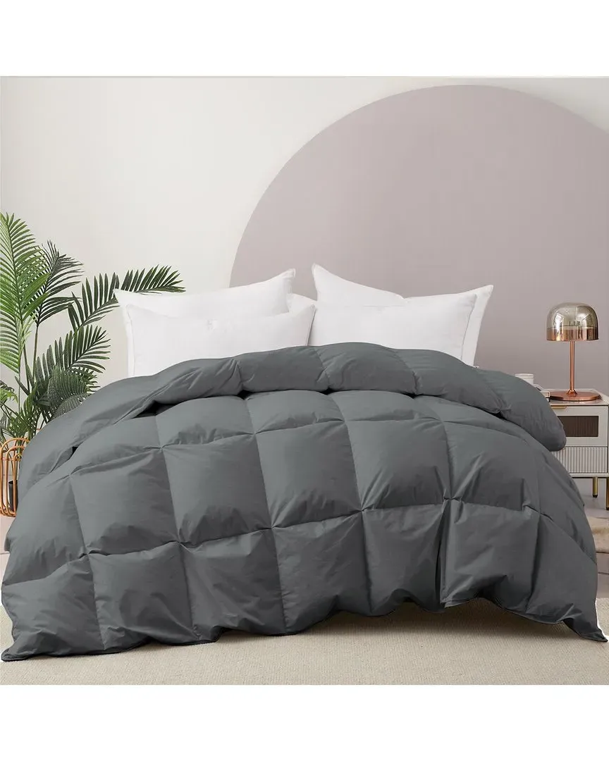 233 Thread Count Goose Down Comforter with Pintuck Cover - Grey image