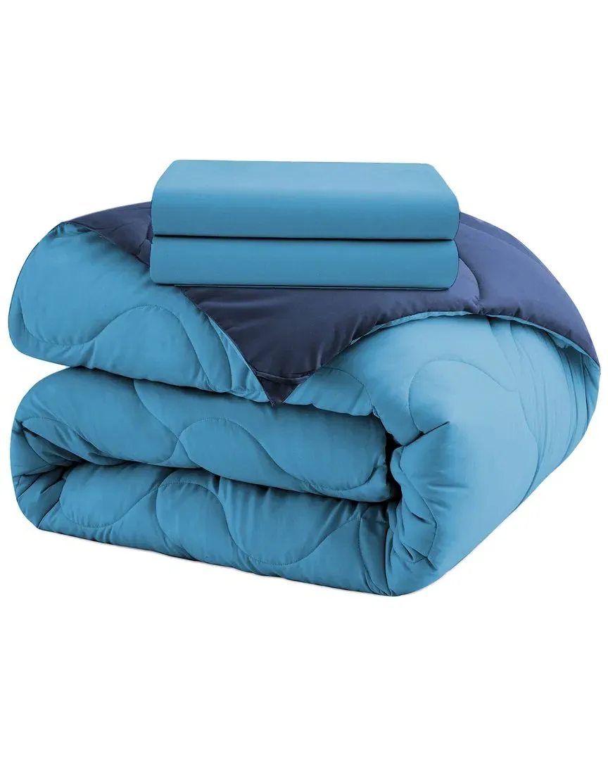 3pc Reversible Lightweight Comforter Set - Blue, Microfiber