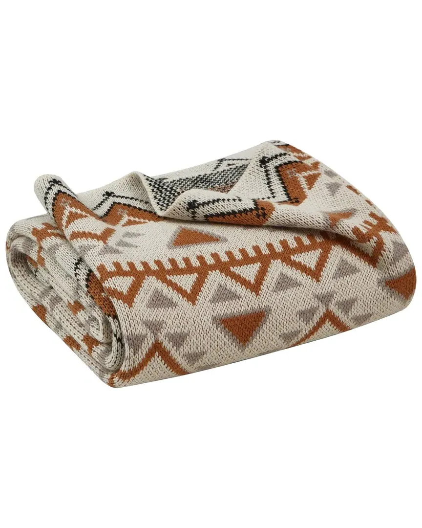 Boho Knit Throw Blanket - Brown Diamond, Polyester