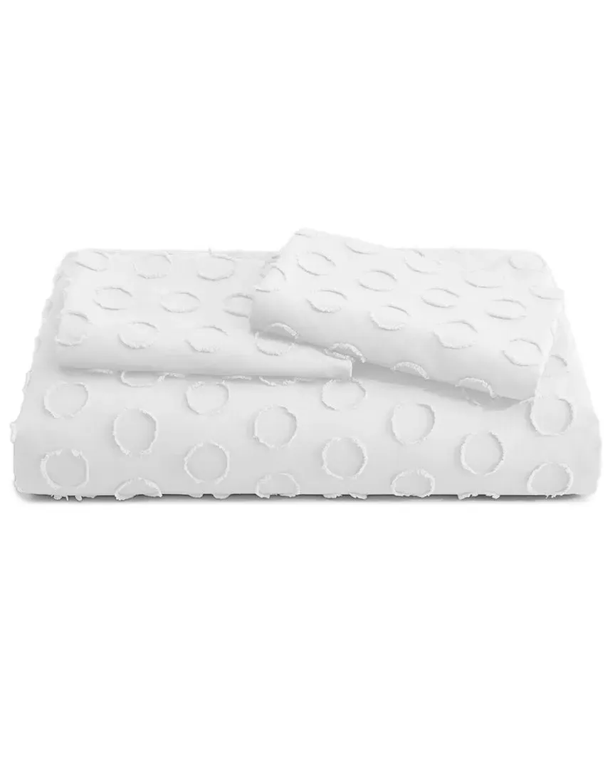 Clipped Jacquard Geometric Duvet Cover Set - White, Polyester