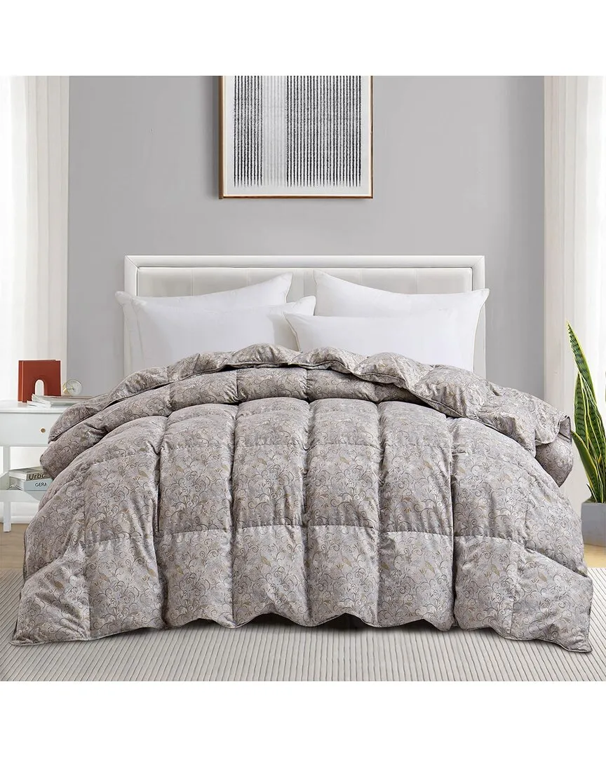 Floral Goose Down Feather Duvet Comforter Insert - Beige