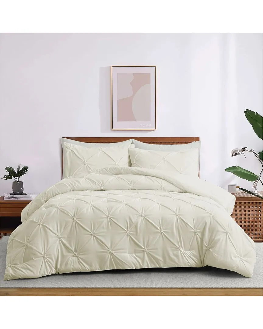 Pintuck Pinch-Pleat Comforter Set - Cream image