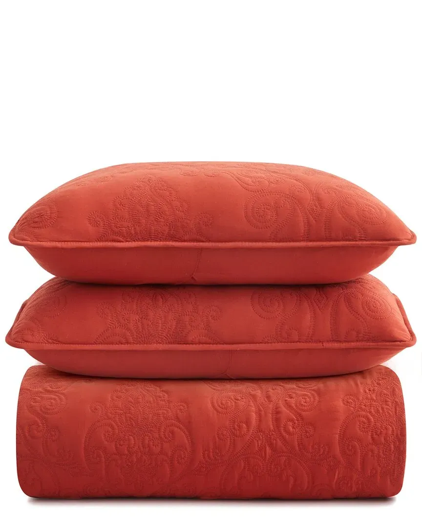 Reversible Quilted Coverlet Set - Red, Microfiber image