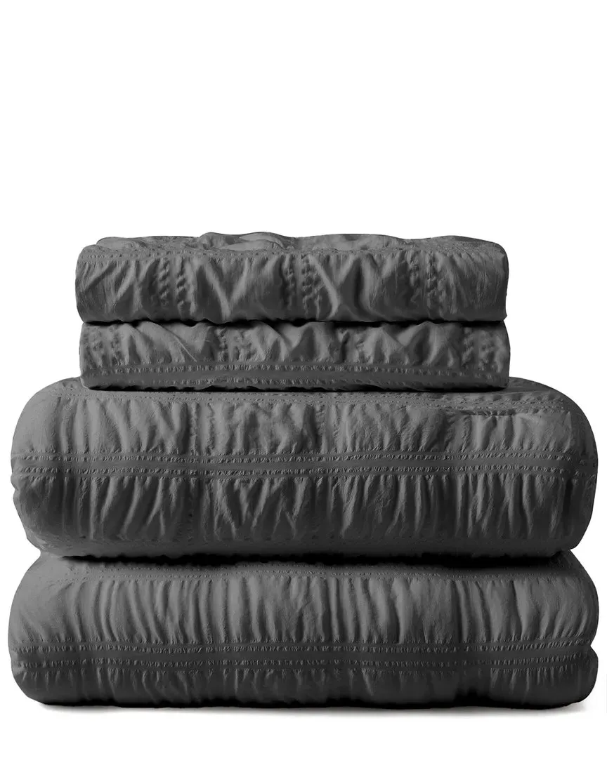 Ruched Comforter Set - Gray, Microfiber image