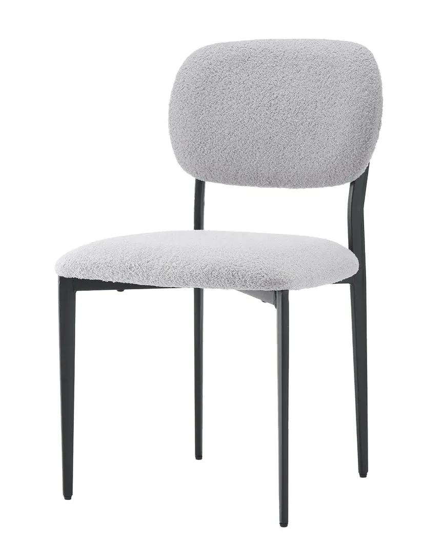 Set of 2 Teddy Velvet Upholstered Dining Chairs - Light Grey image