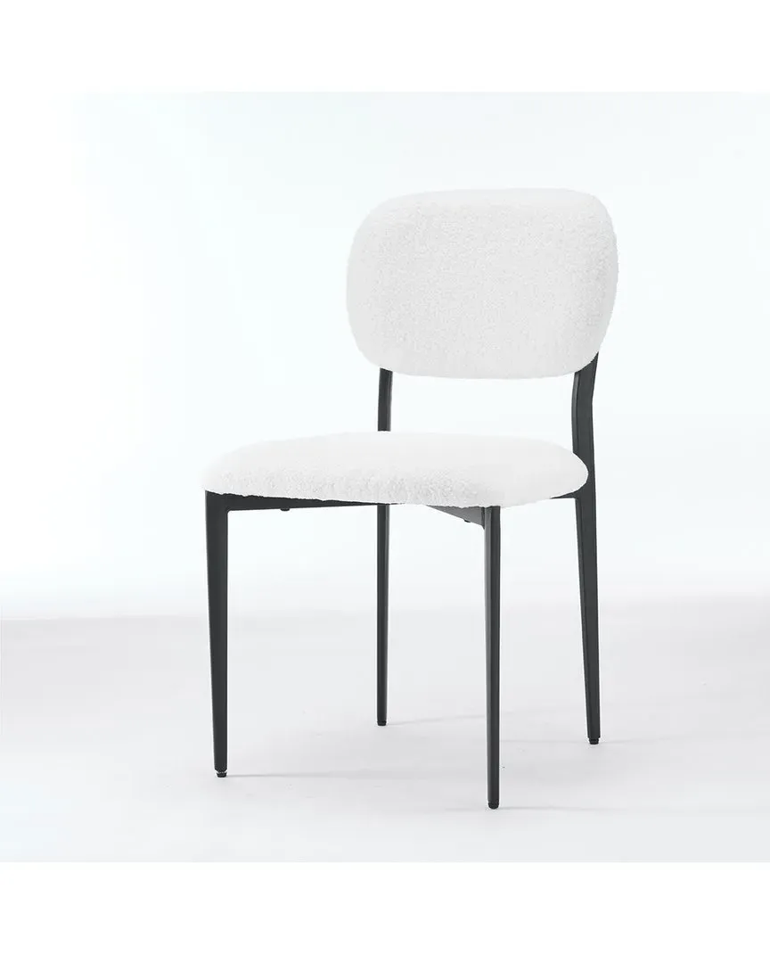 Set of 2 Teddy Velvet Upholstered Dining Chairs - White