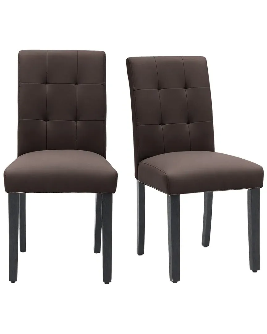 Set of 2 Upholstered Dining Chairs - Brown, Faux Leather image