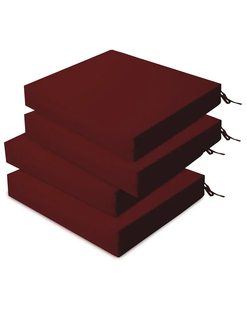 Set of 4 Water-Resistant Outdoor Seat Cushions - Wine image