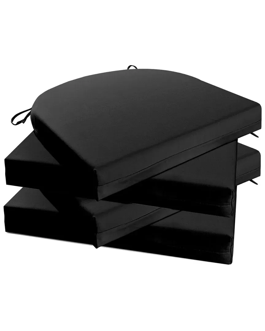Set of 4 Waterproof Outdoor Patio Seat Cushions - Black image