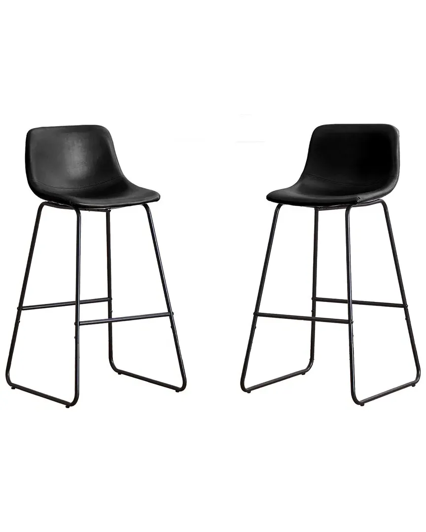 Set of Two 24in Counter Bar Stools with Back - Black image