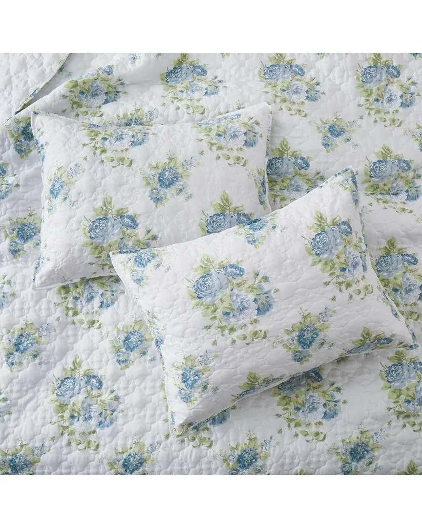 Twin Floral Geometric Printed Coverlet Set - White
