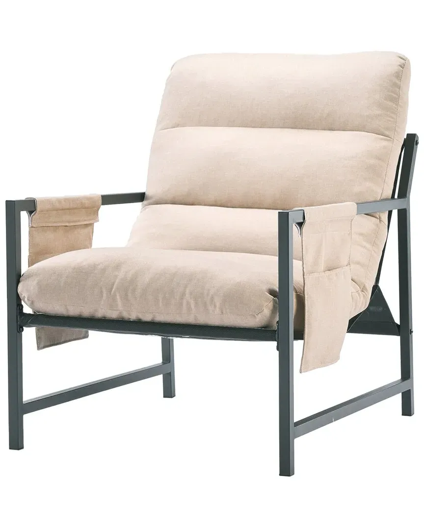 Upholstered Sling Accent Chair with Metal Frame - Wheat Yellow image