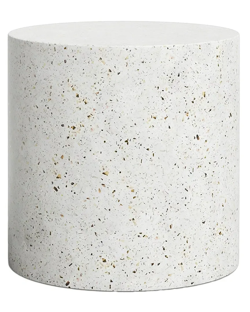 Mixx Una 16" Round Pedestal Table - White, Concrete