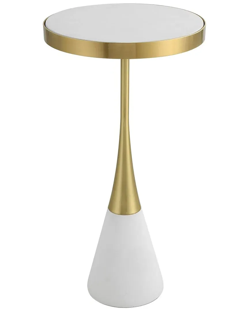 Apex Concrete Accent Table - White, Brass image