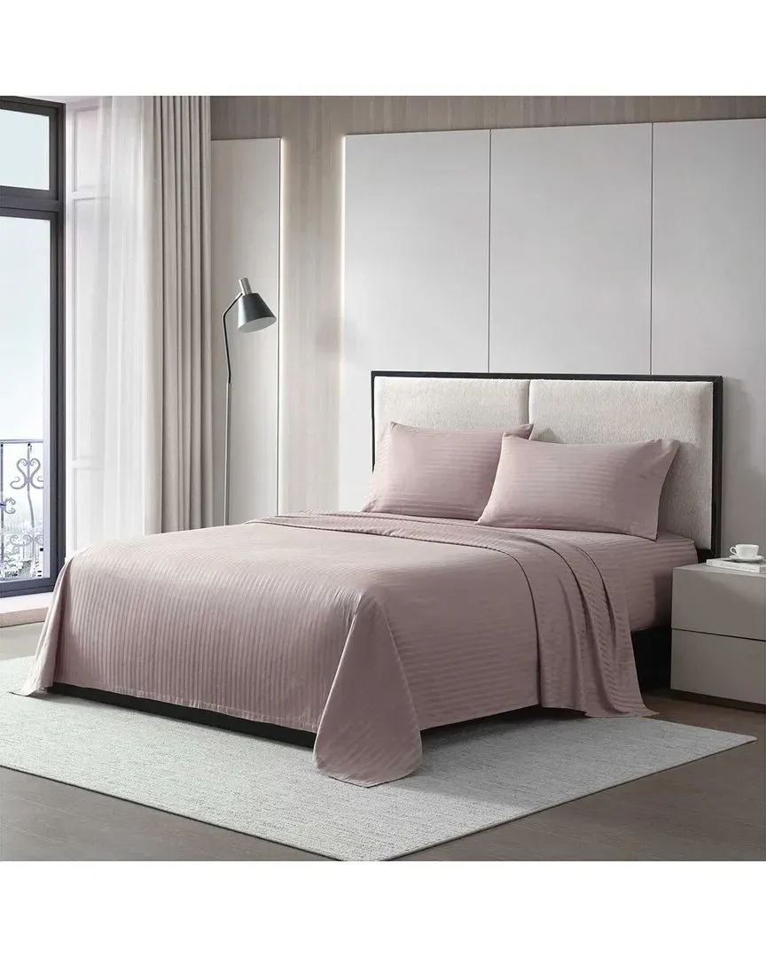 290 Thread Count Stripe Cotton Sheet Set - Dusk Pink image