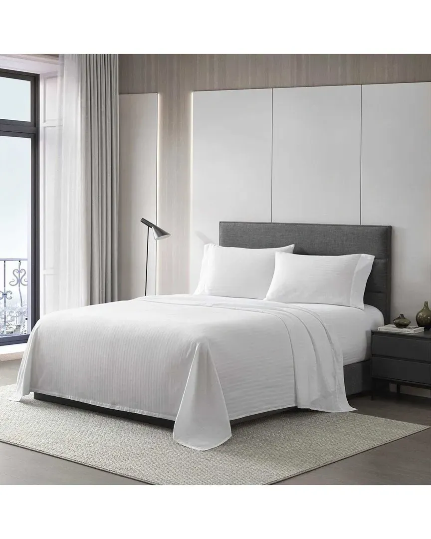 290 Thread Count Stripe Cotton Sheet Set - White
