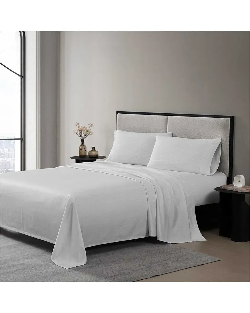 Etched Stripe Cotton Sateen Sheet Set - Pale Grey