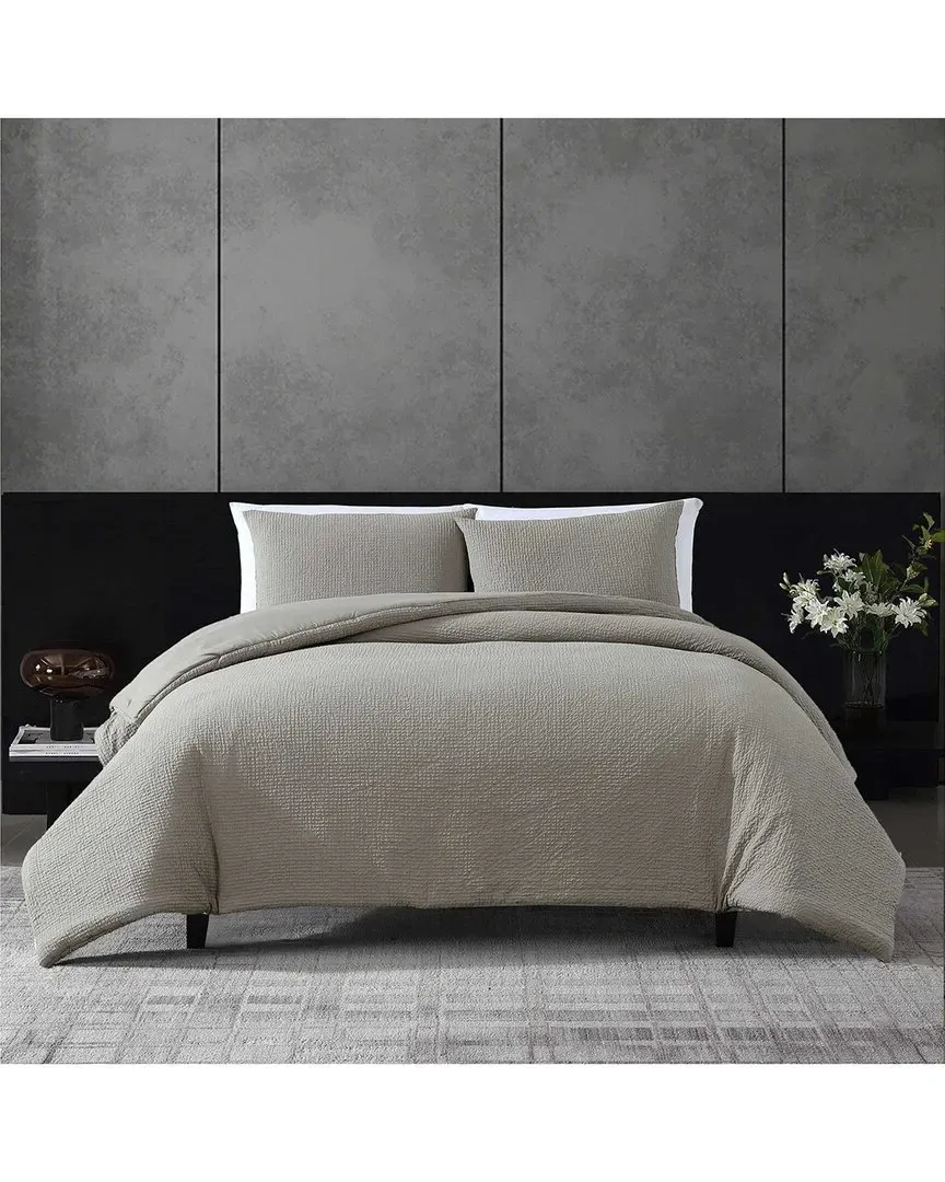 Puckered Texture Comforter Bedding Set - Silver, Cotton Blend