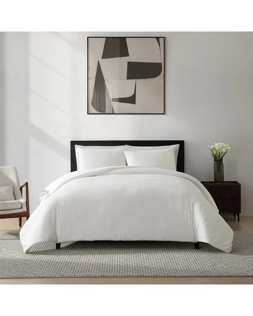 Threaded Cotton Comforter Set - White image
