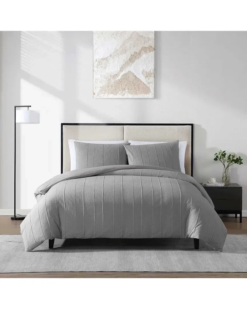 Tucks Cotton Jacquard Duvet Set - Soft Charcoal image