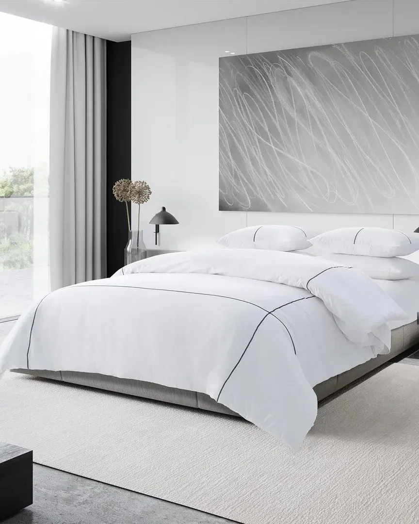 Zig Zag Comforter Set with Shams - White, Cotton image