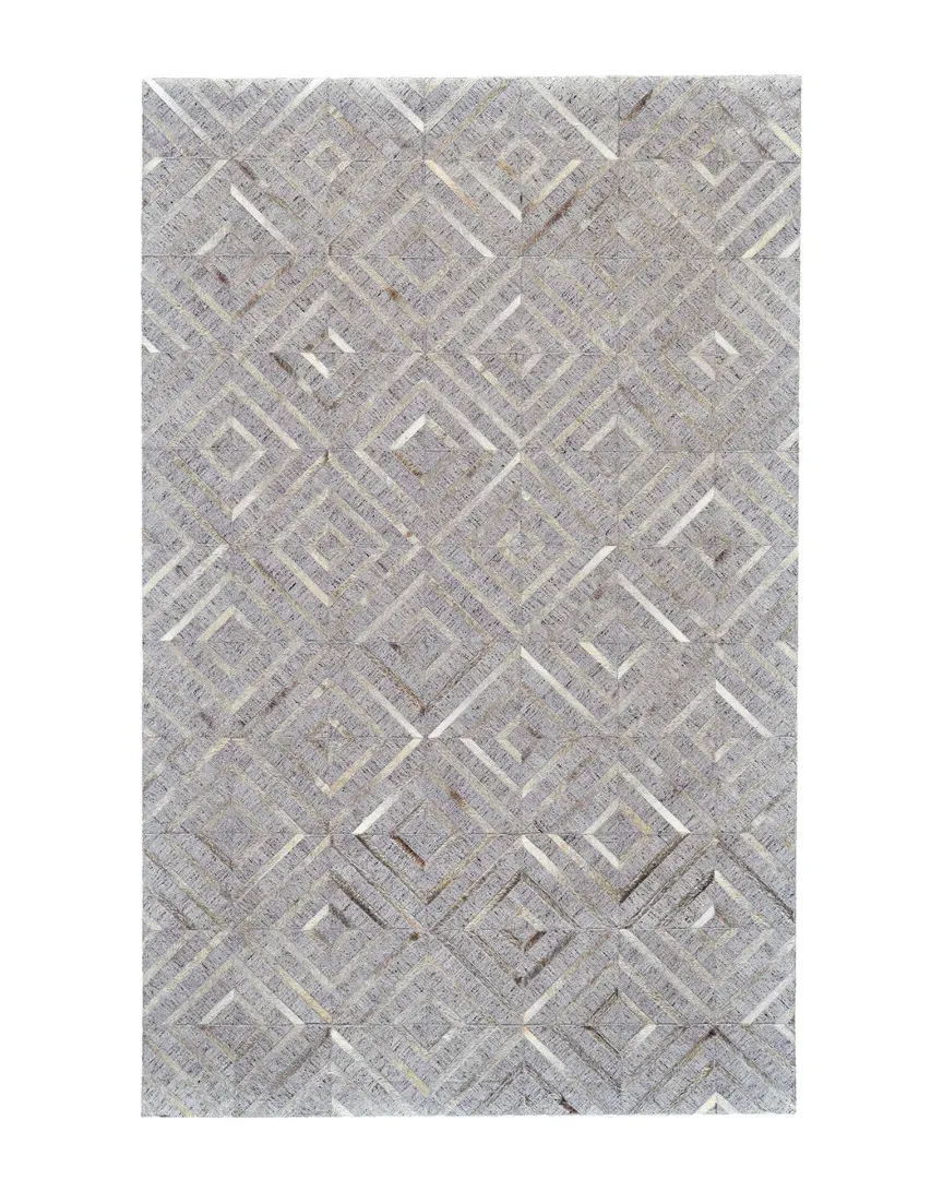 Canady Diamond Area Rug - Grey, Leather