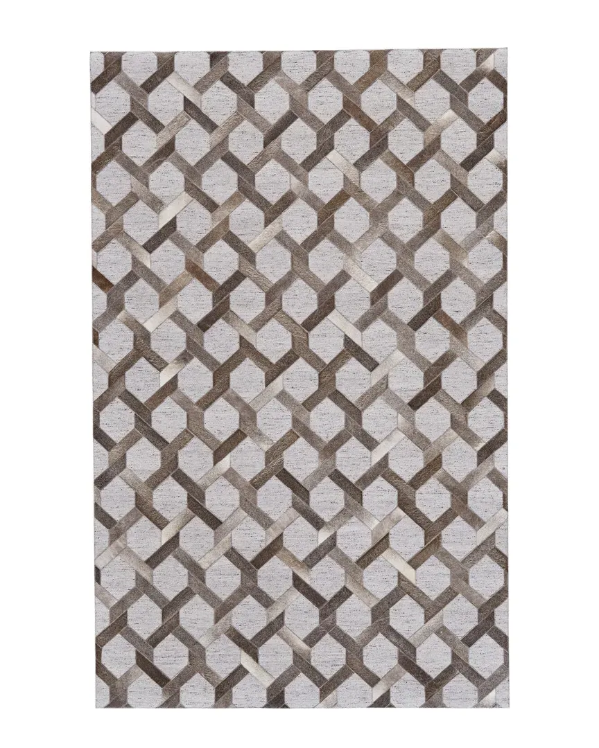 Canady Trellis Area Rug - Grey, Leather