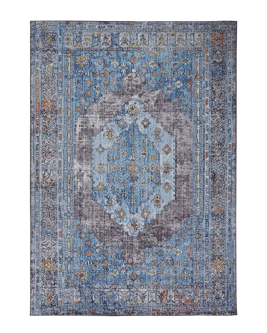 Matana Medallion Space Dyed Rug - Blue, Polyester