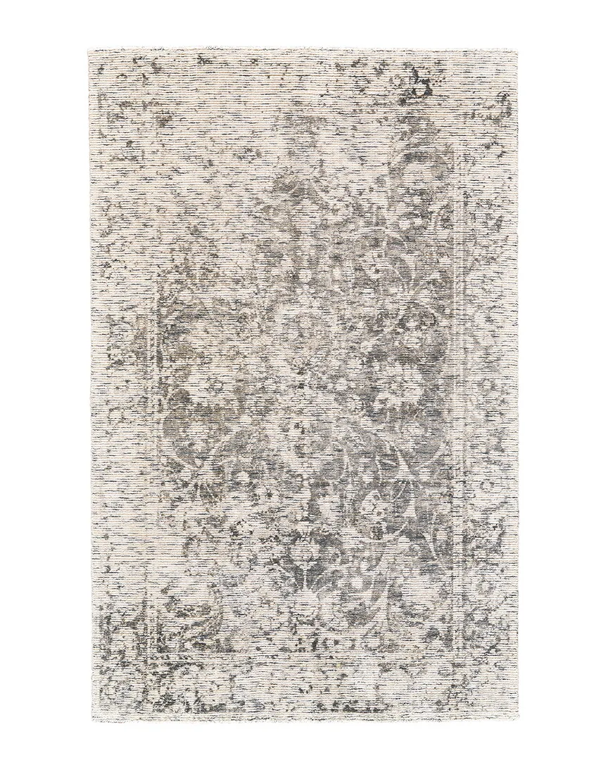 Michener Distressed Ornamental Area Rug - Ivory Gray, Wool image