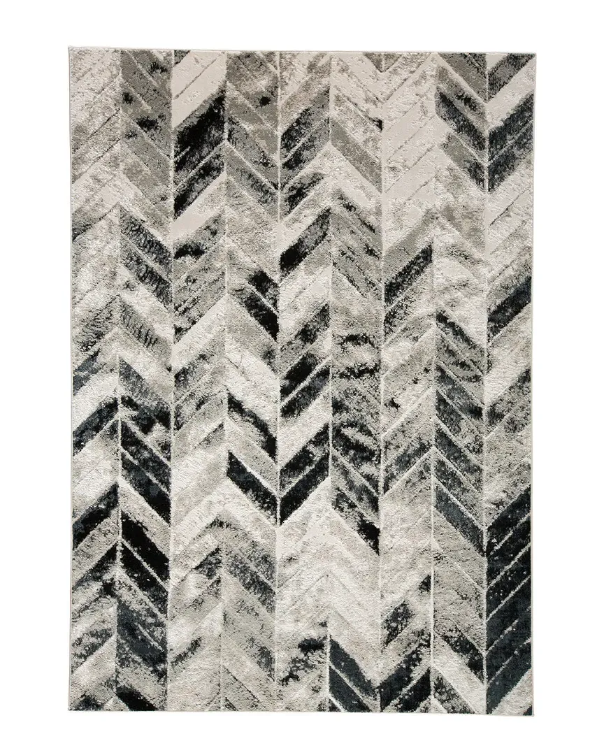 Orin Metallic Chevron Area Rug - Silver, Polyester image