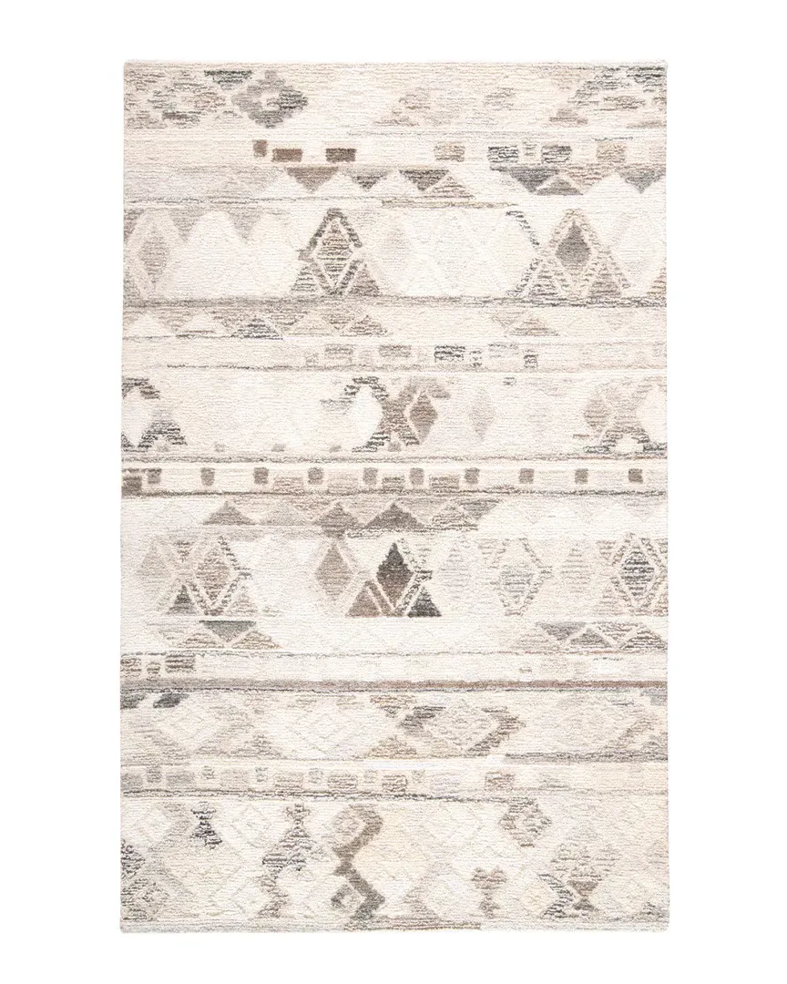 Palatez Gradient Distressed Diamond Wool Rug - Ivory image