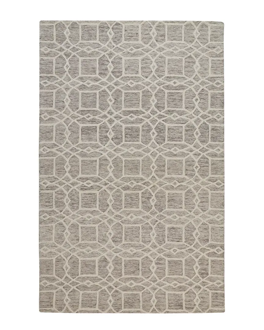 Veran Geometric Lattice Print Rug - Gray, Wool image