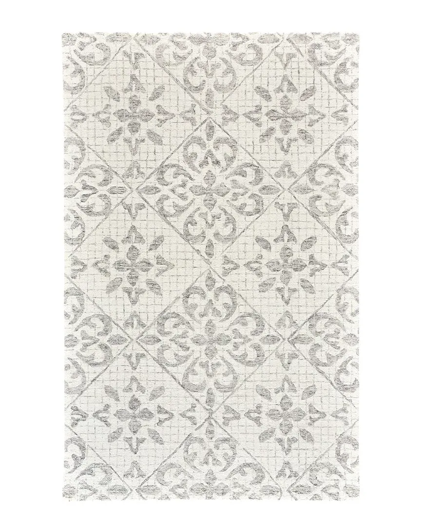 Veran Geometric Lattice Print Rug - Ivory, Wool