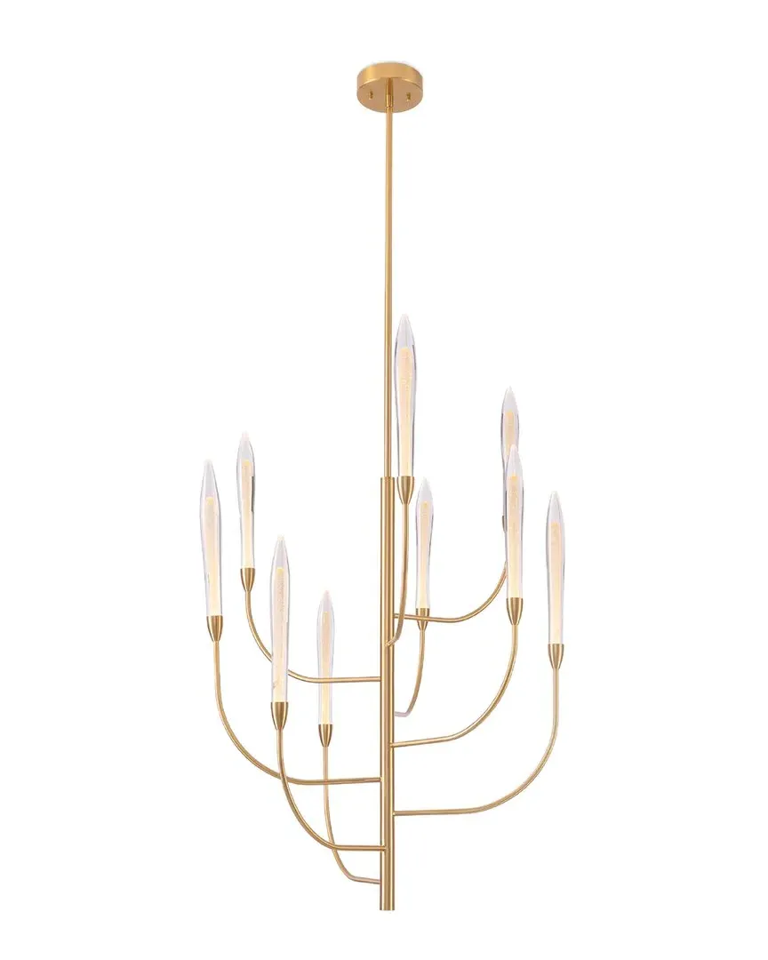 Alina 9-Light LED Rotatable Chandelier - Satin Brass, Crystal