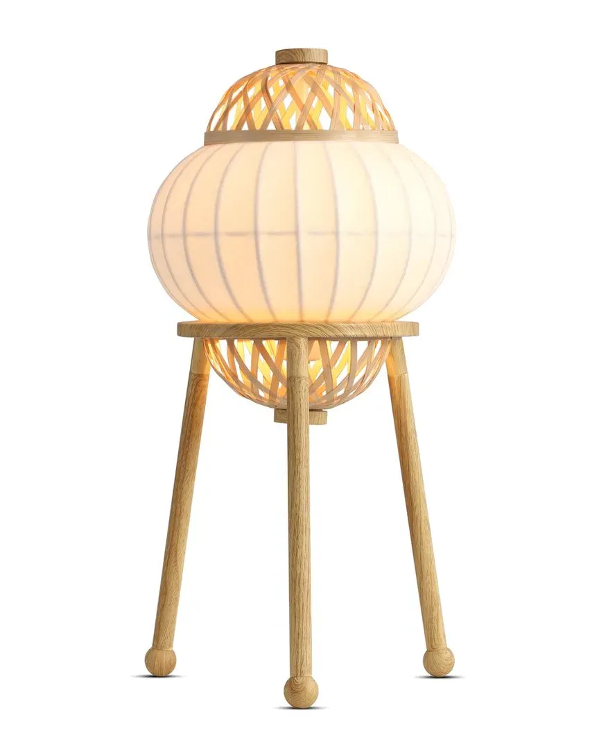 Hikari Table Lamp with Shelf - Beige, Bamboo