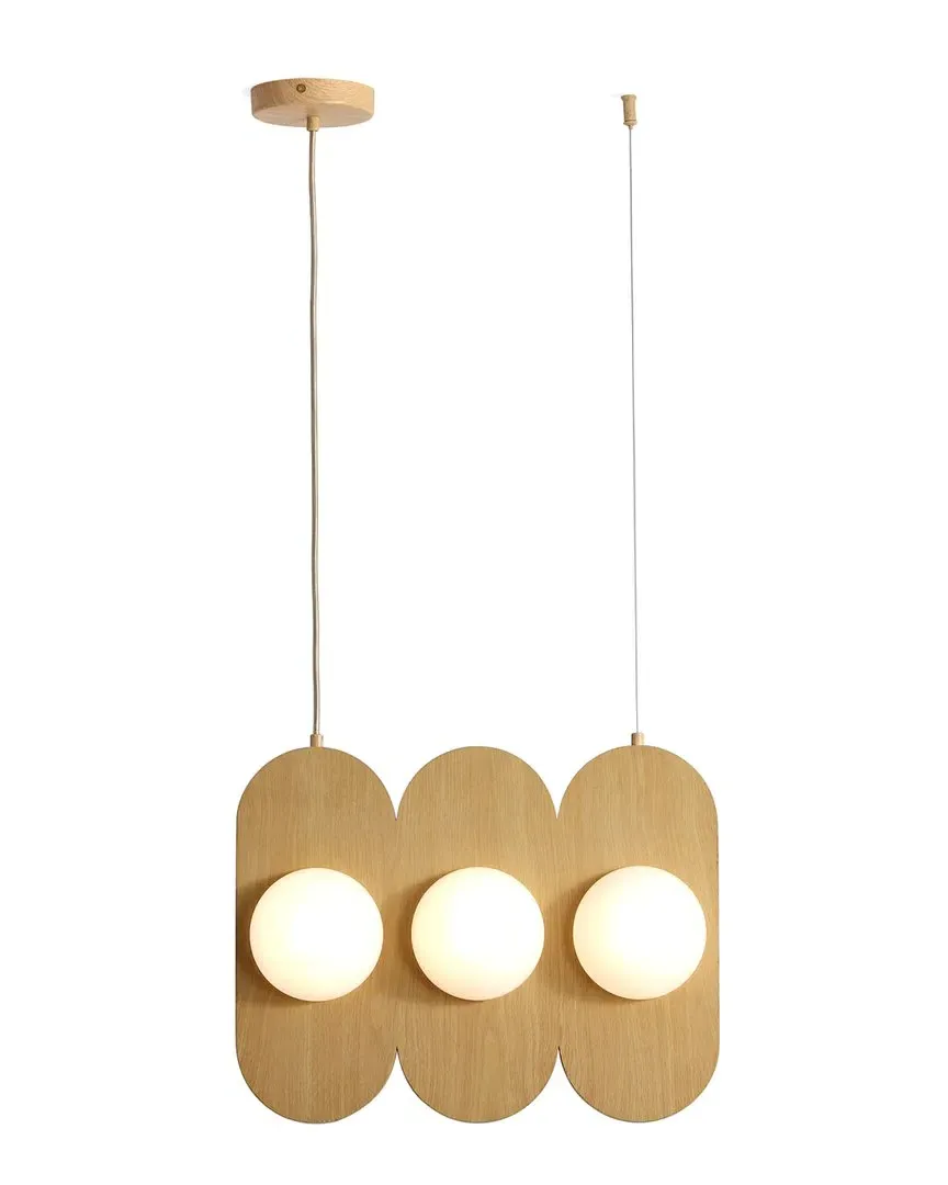 Orbita 3-Light Linear Pendant Fixture - Wood Brown