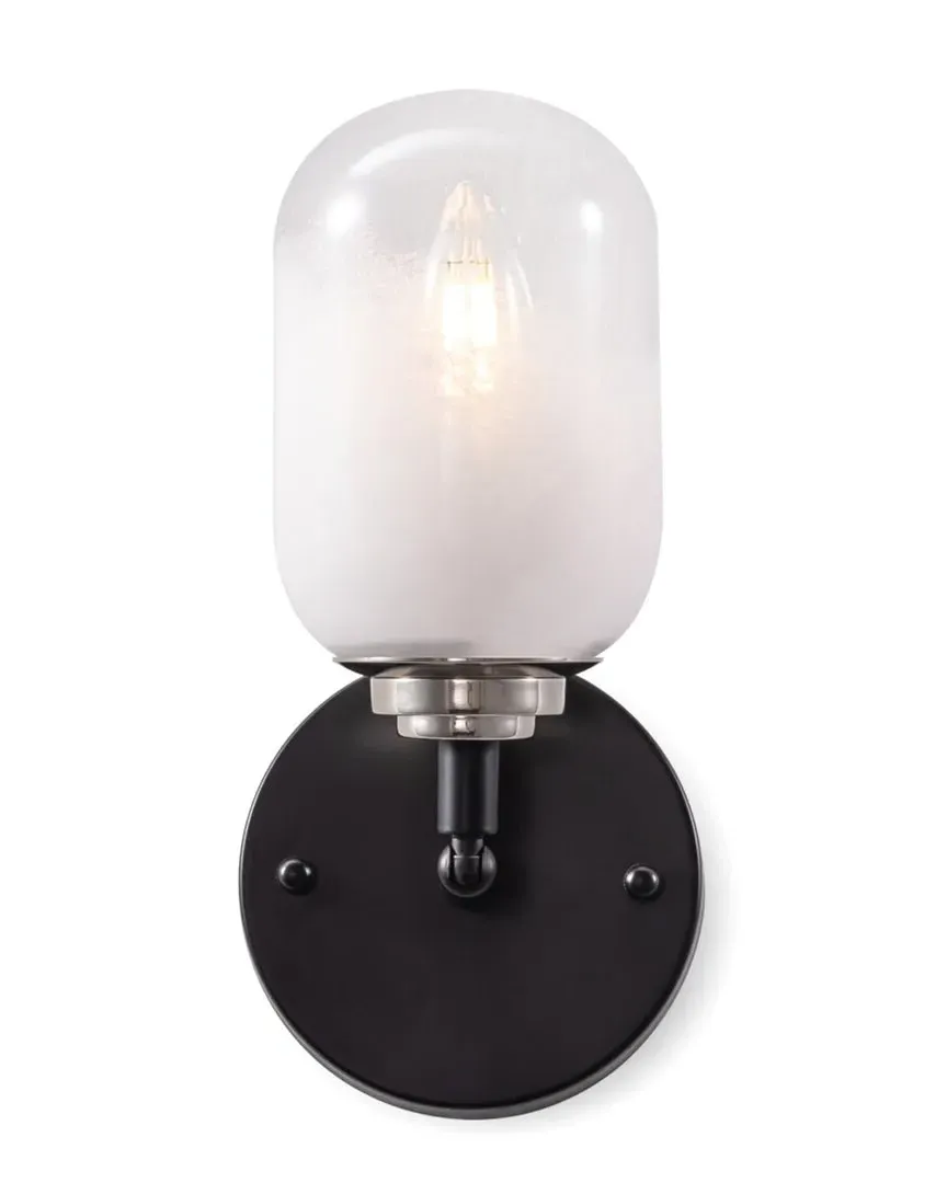 Seren 1-Light Wall Sconce with Handmade Glass Shade - Black image