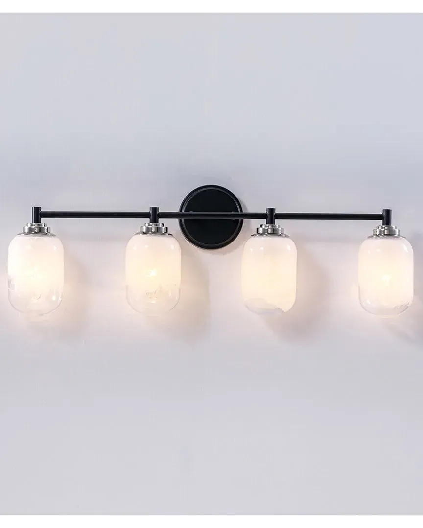 Seren 4-Light Wall Sconce with Handmade Glass Shades - Black