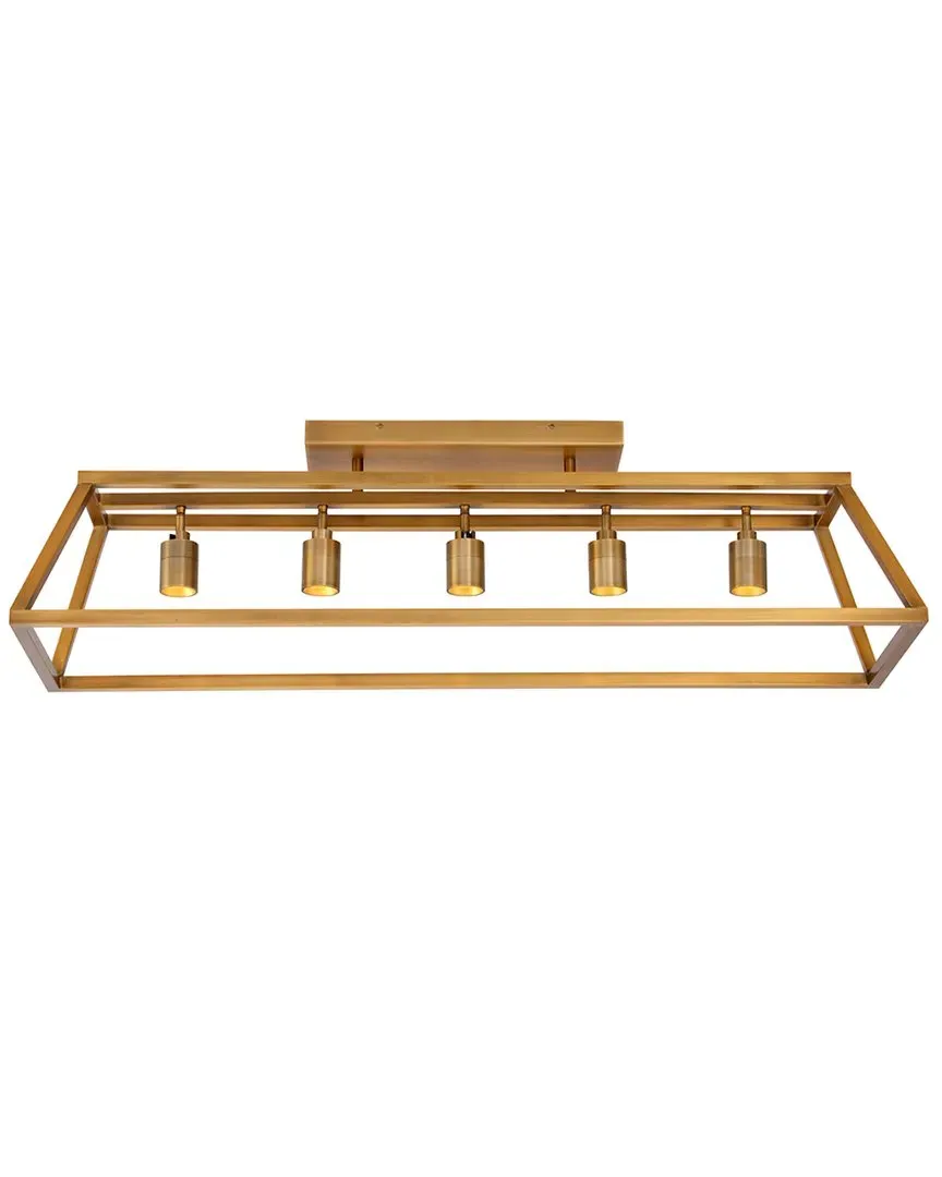 Shura Cage 5-Light LED Flush Mount - Brass, Steel