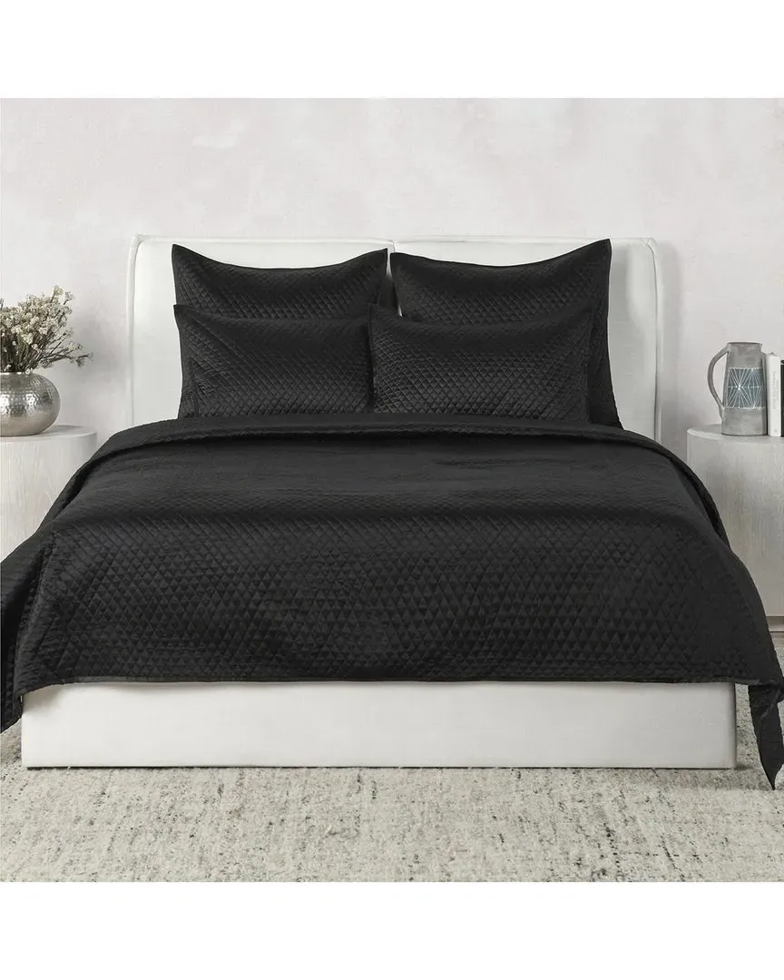 Winthrop Quilted Diamond Quilt - Black, Sateen image