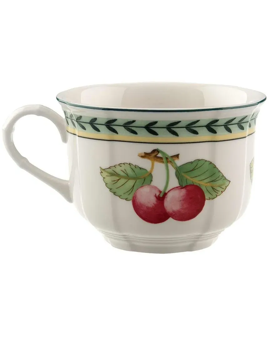 French Garden Fleurence Breakfast Cup - White, Porcelain