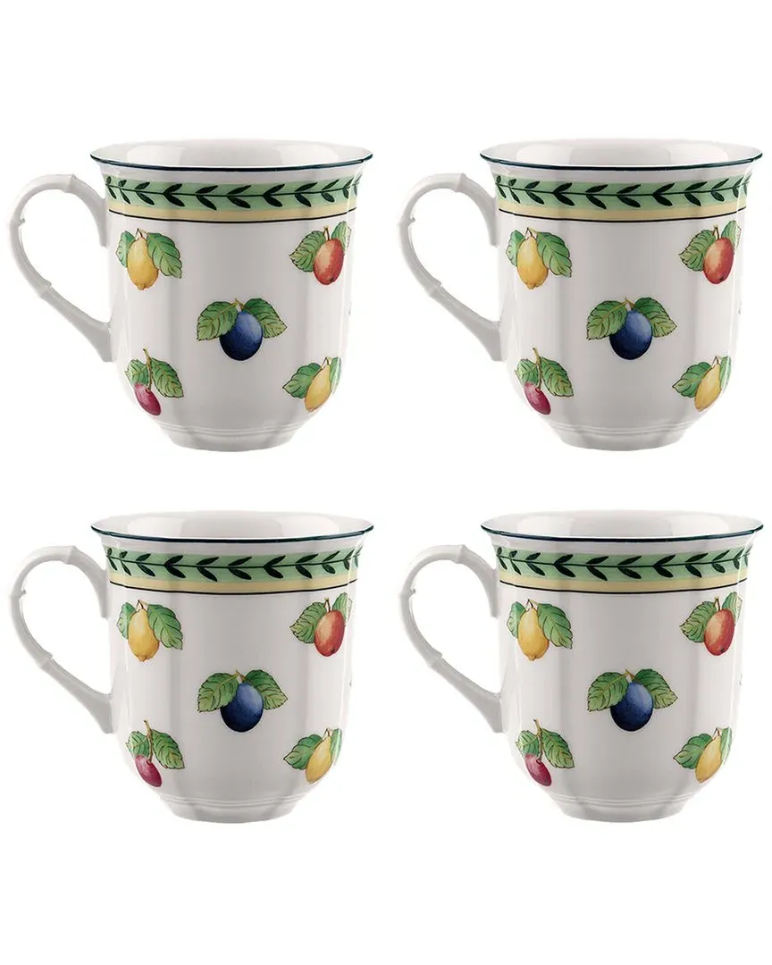 French Garden Fleurence Set of 4 Mugs - Botanical, Porcelain