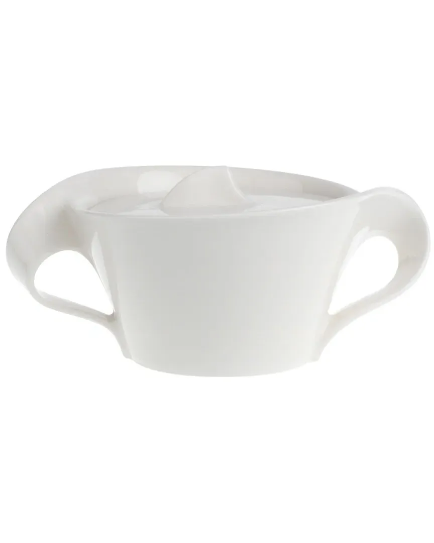 New Wave Covered Sugar Bowl - White, Porcelain