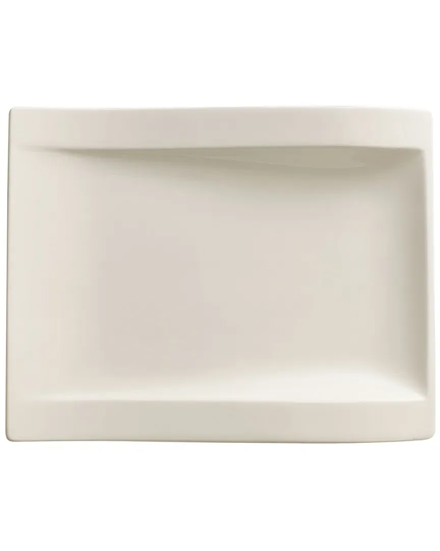 New Wave Rectangular Salad Plate - White, Porcelain