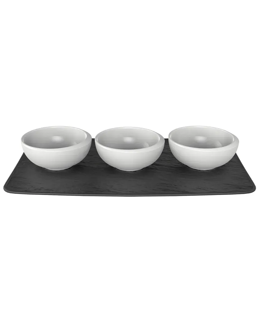Newmoon Dip Bowl & Tray Set - Porcelain image