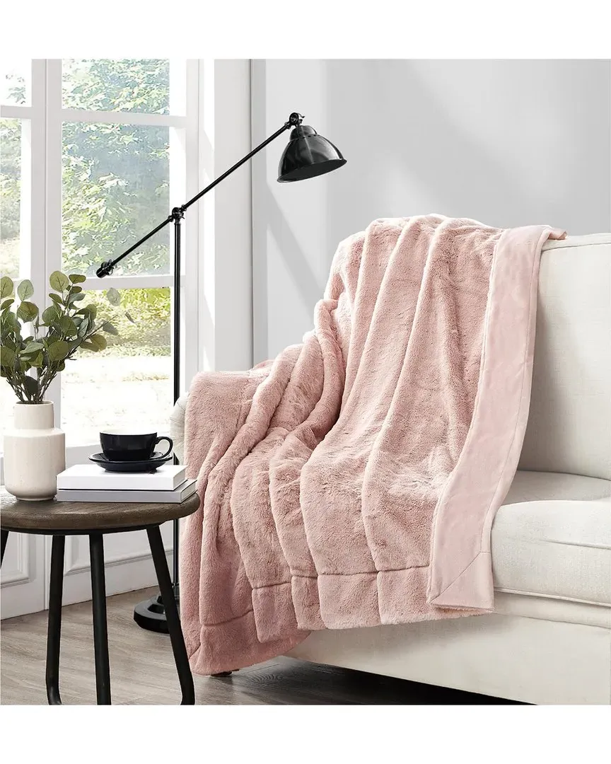 Faux Rabbit Fur Throw - Blush, Polyester image
