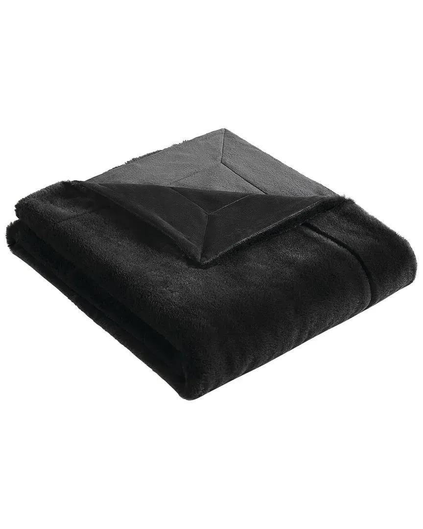 Soft Faux Rabbit Fur Throw - Black image