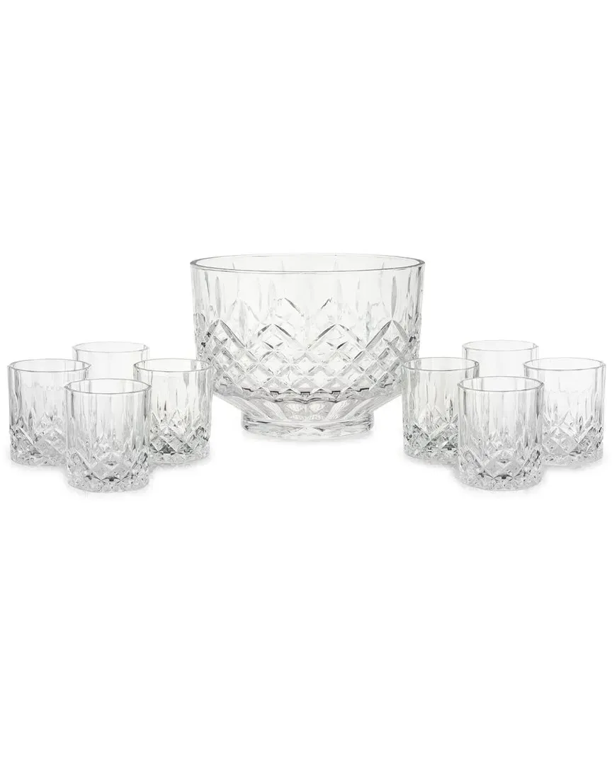 Admiral 9pc Punch Bowl with Tumblers - Clear, Crystal image