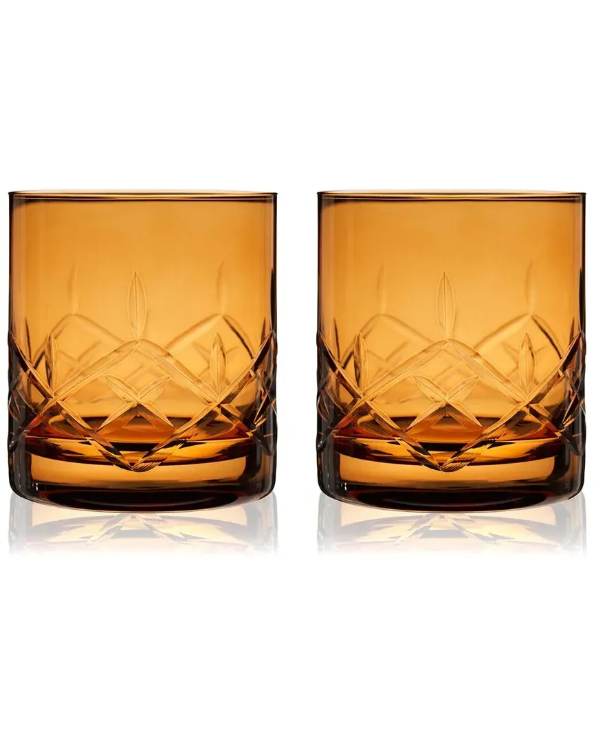 Admiral Cut Crystal Rocks Glasses - Amber image