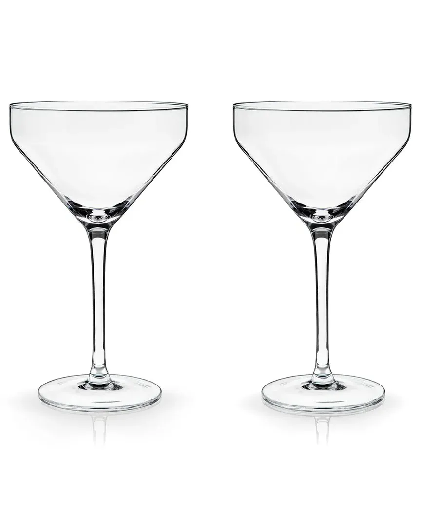 Angled Martini Glasses Set of 2 - Clear, Lead-Free Crystal image